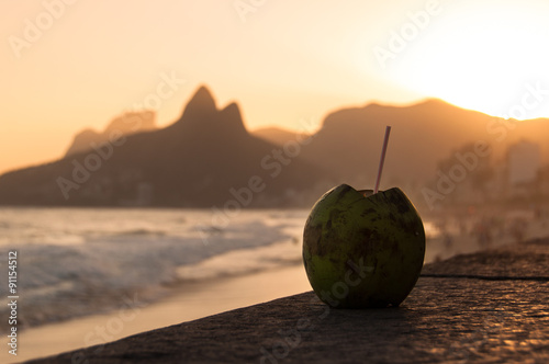 Coconut Drink in Ipanema Beach in Rio de Janeiro photo