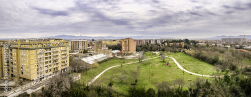 Φωτογραφία aerial view public park and housing suburb of Rome