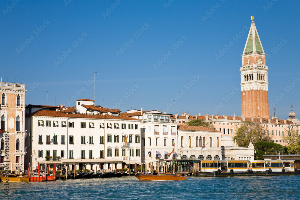 Grand Canal and bell tower, Venice, Italy