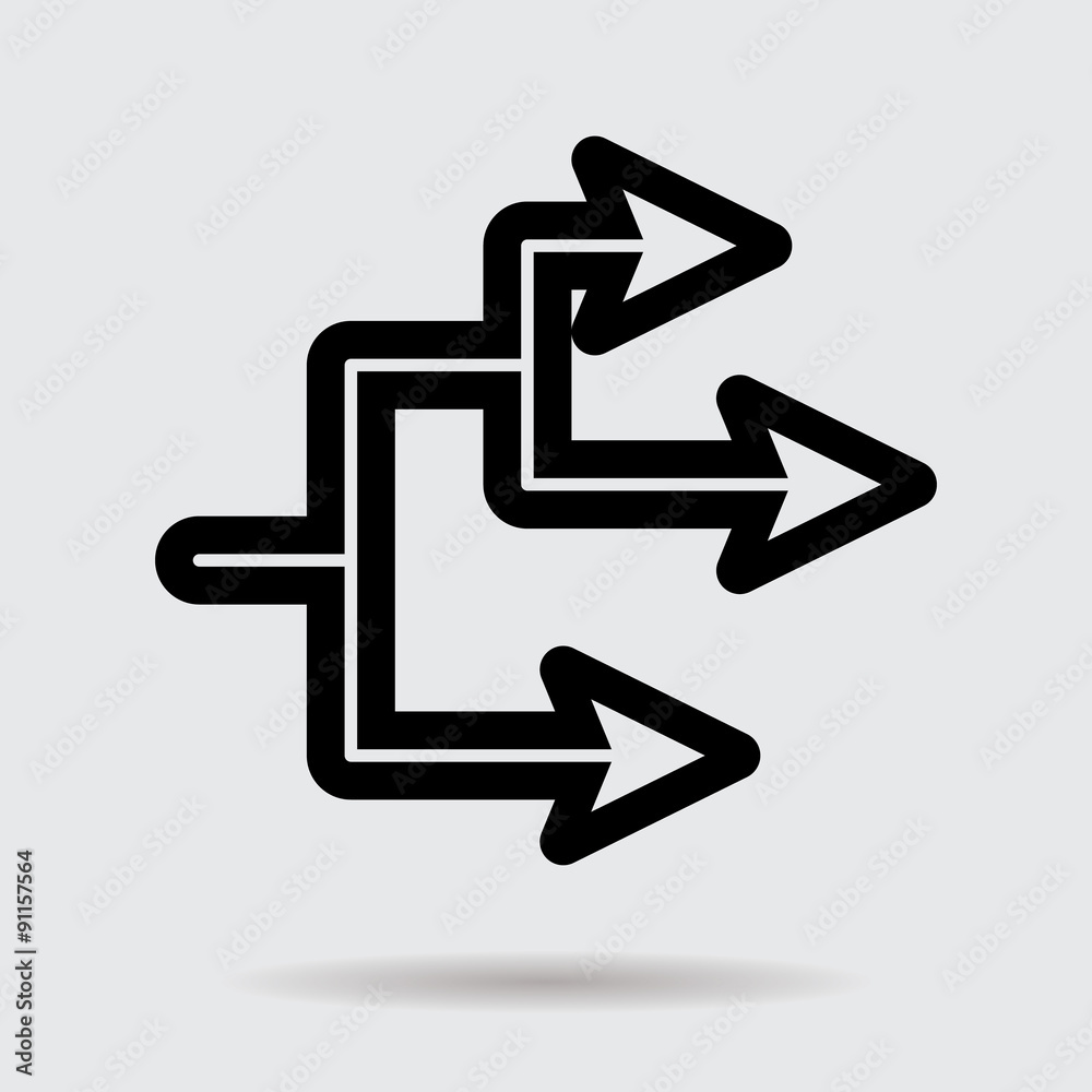 Flat line arrow icon for web and user interface design Flat line arrow icon for web and user interface design
