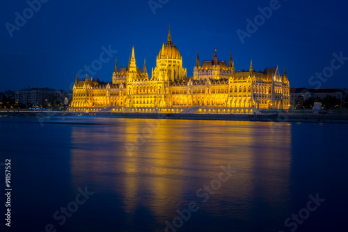 Parliament building in Budapest  Hungary in the evening