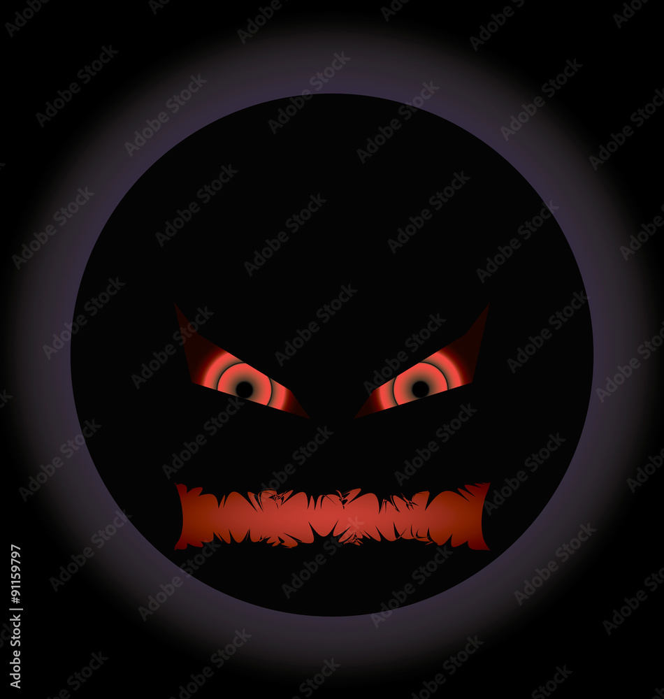 halloween evil face with a toothy maw with a halo halloween evil face with a toothy maw with a halo