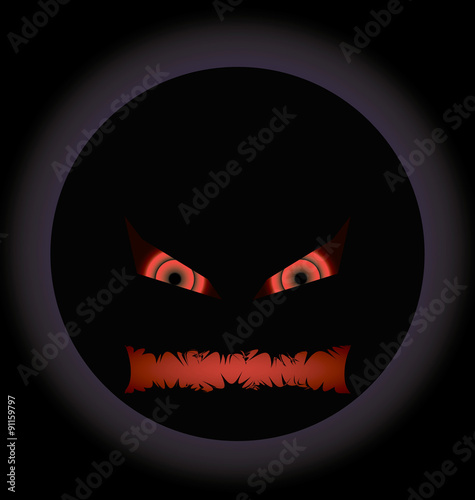 halloween evil face with a toothy maw with a halo