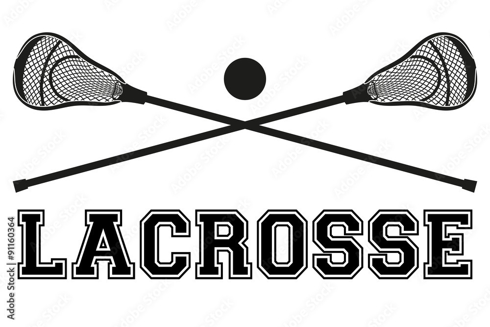 Lacrosse sticks and ball. Flat style Stock Vector