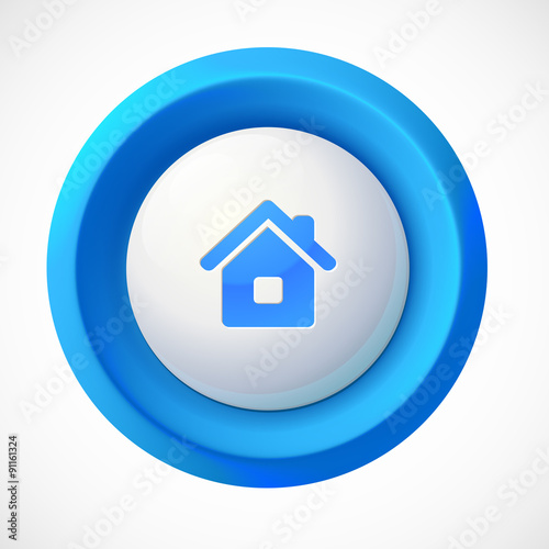 Blue plastic vector home round button