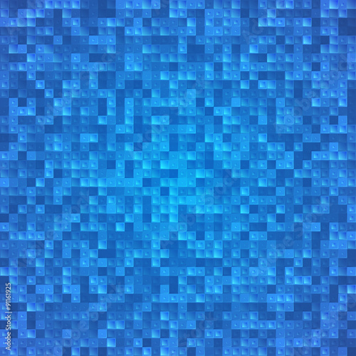 Abstract blue pixel mosaic seamless background