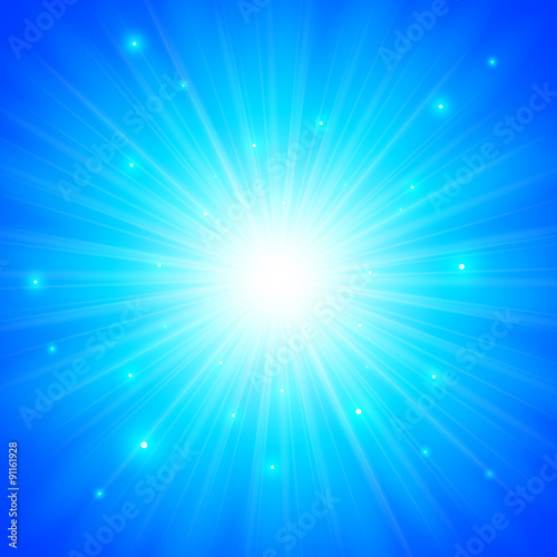 Blue shining vector sun background
