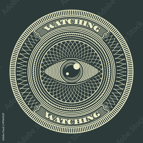 Eye Decorative Circle Sign Symbol Vector Illustration. Suitable for graphic element, apparel, and other design needs. Non-Layered
