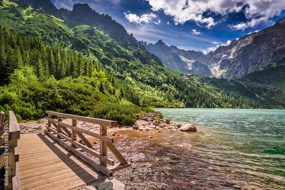 Beautiful lake in the mountains at summer