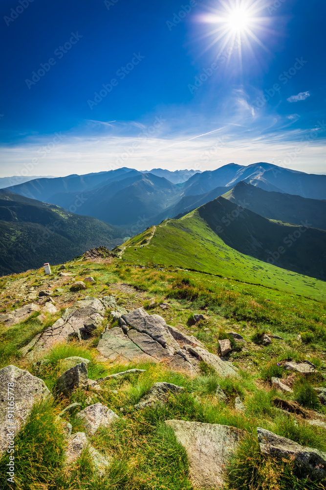 Beautiful sunset in the Tatra Mountains in summer