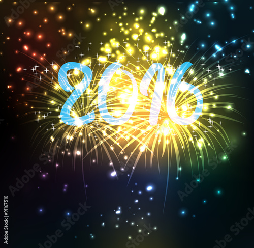happy new year 2016 with firework