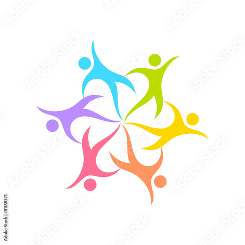 Unity Dance Circle - Abstract Multicolor Human Figures for Community, Diversity, and Collaboration Themes