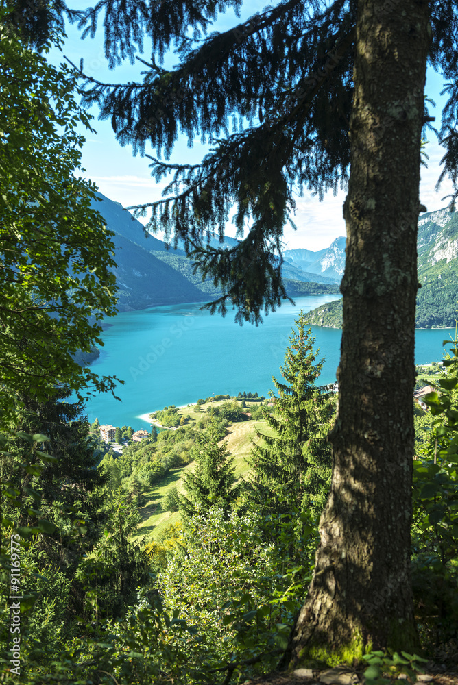 Naklejka premium Portrait of italian mountain and lake