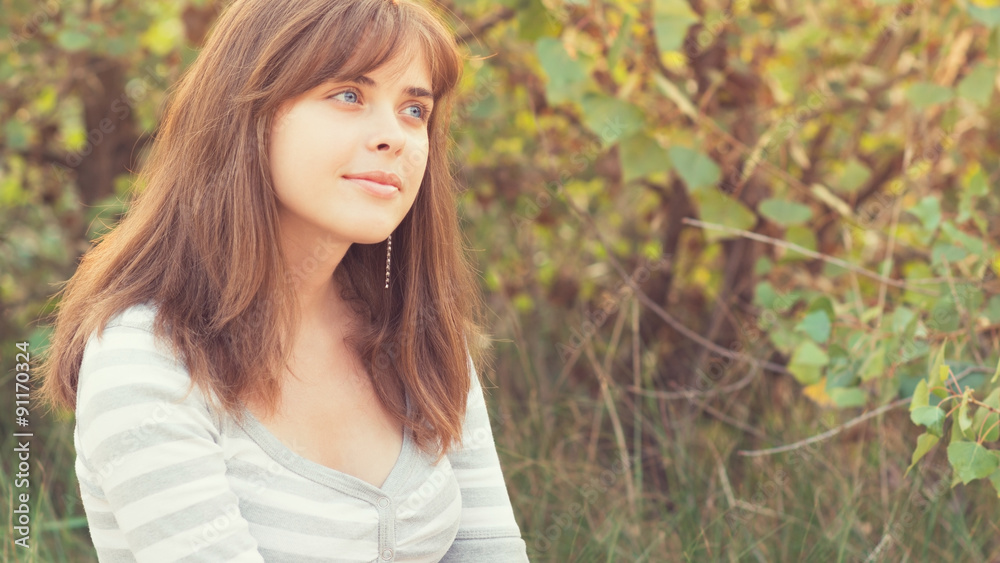 portrait of a beautiful girl on nature portrait of a beautiful girl on nature