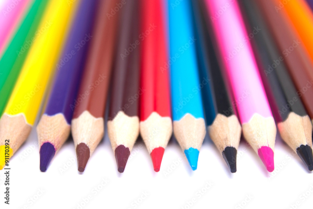 colored pencils on an isolated background colored pencils on an isolated background