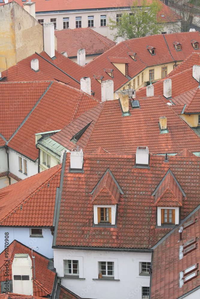 Top of buildings of the city of Prague