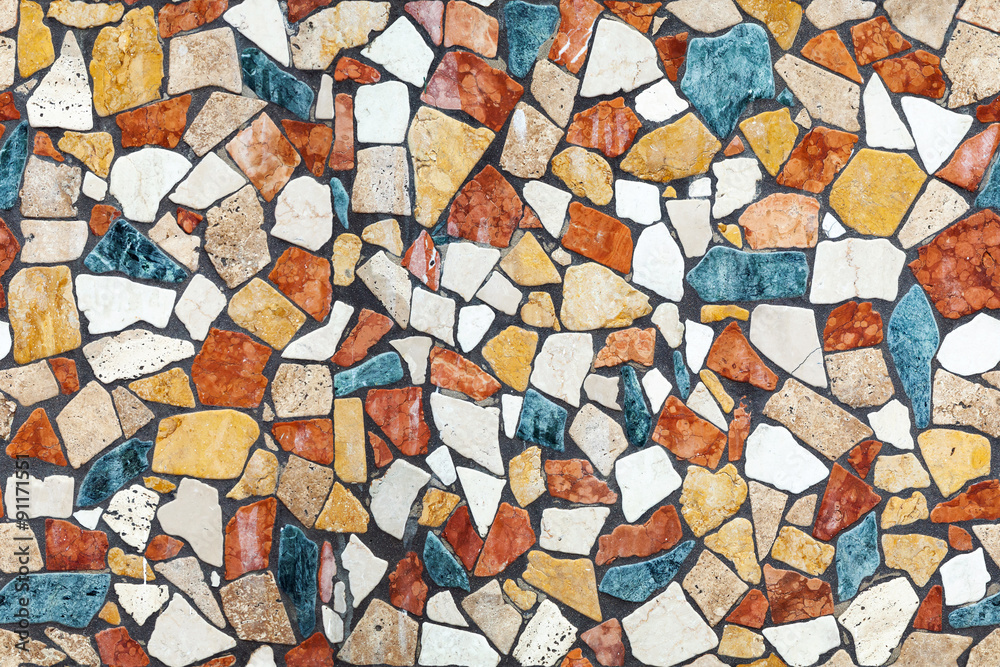 Obraz premium Colorful stone mosaic with chaotic pattern, seamless