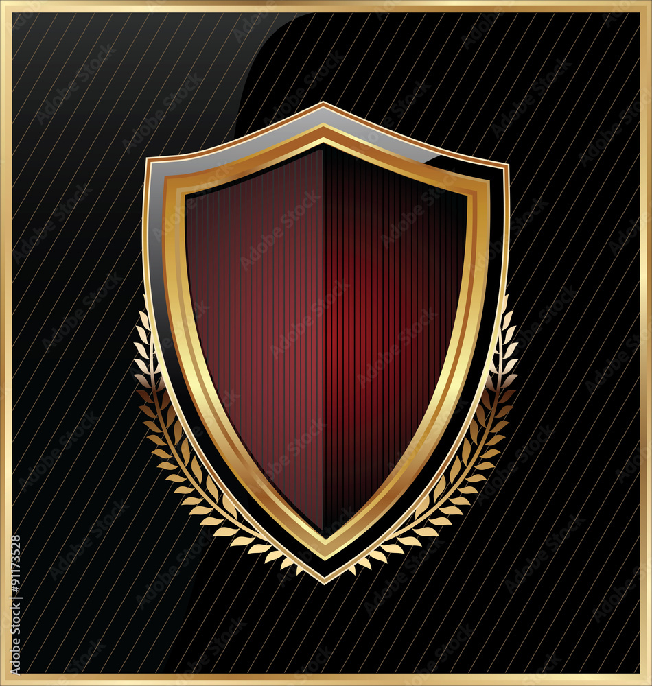 Shield with a golden frame