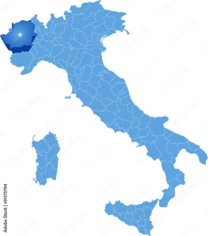 Obraz premium Map of Italy, Torino