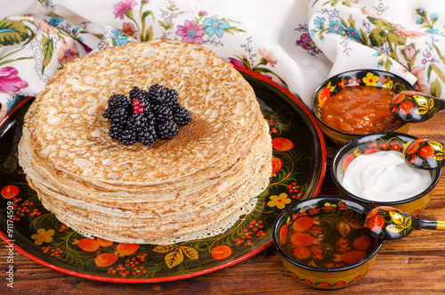 Russian traditional pancakes - blin photo