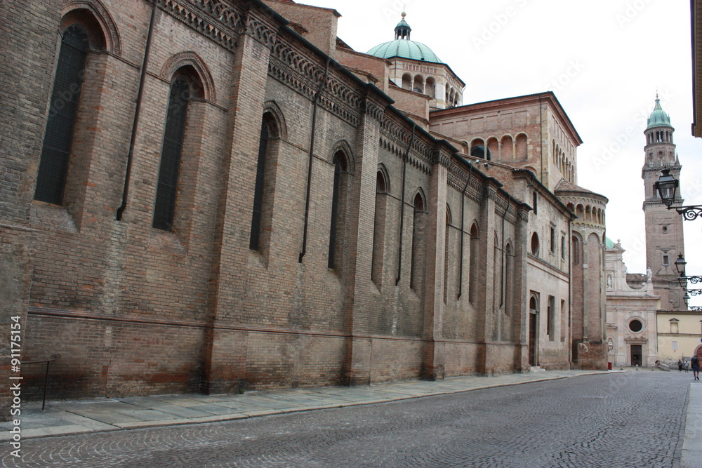 Side view of the Cathedral of Santa Maria Assunta in Parma Italy