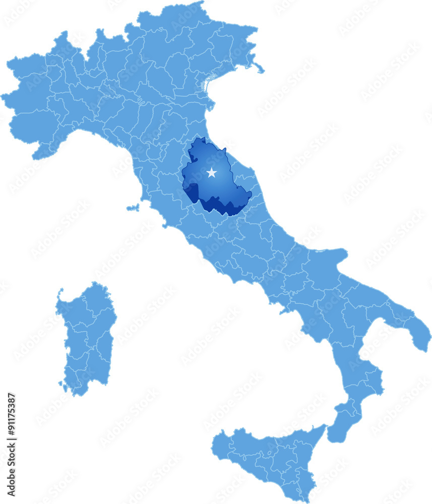 Obraz premium Map of Italy, Perugia