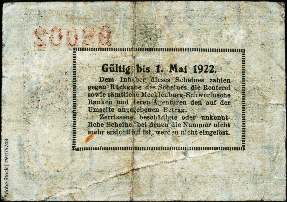 Historische Banknote, Notgeld, 1. Juli 1921, Fünfundzwanzig Pfennig, Deutschland Historische Banknote, Notgeld, 1. Juli 1921, Fünfundzwanzig Pfennig, Deutschland