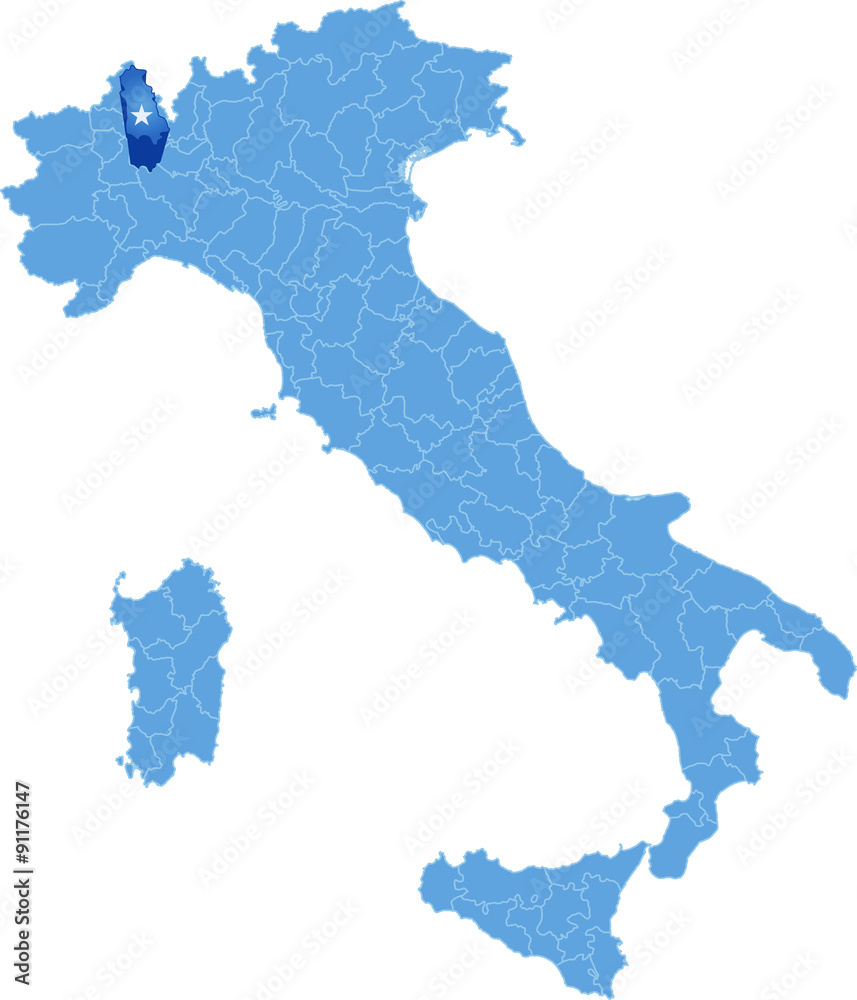 Map of Italy, Novara