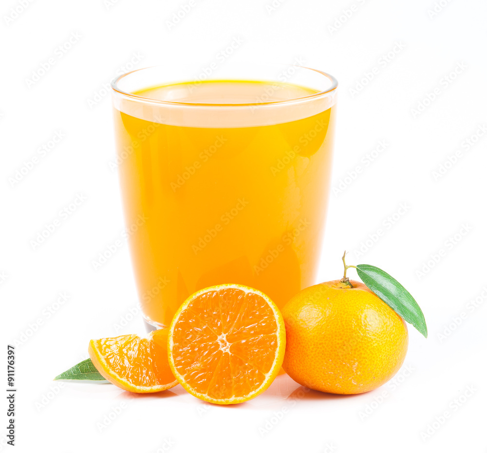 orange juice and slice isolated on white orange juice and slice isolated on white