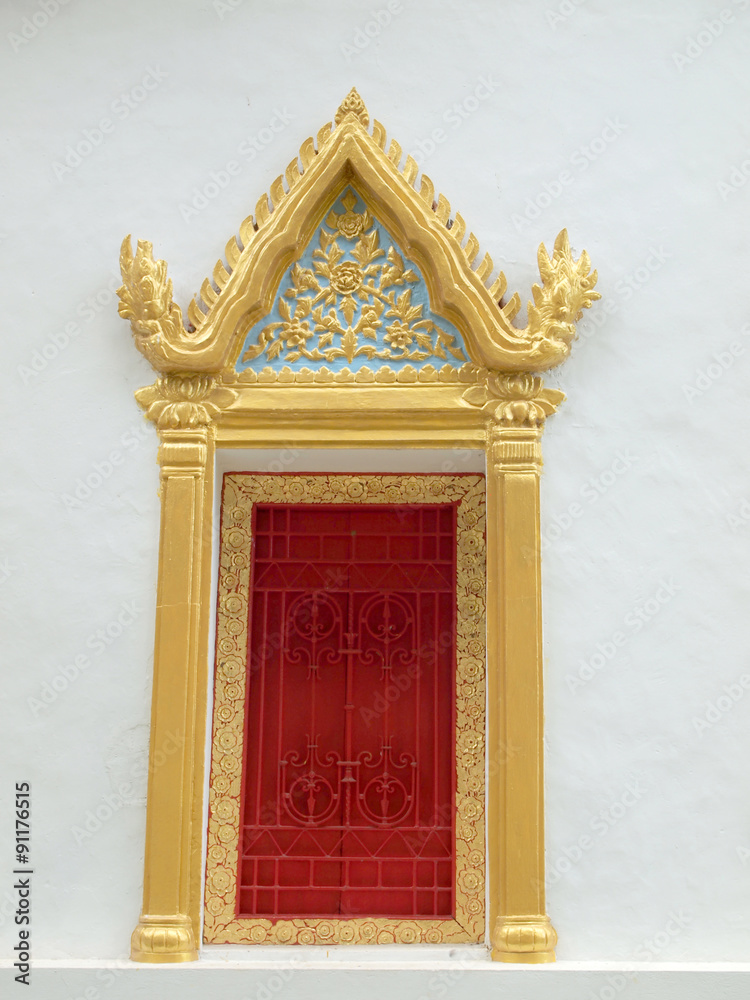 Window of Thai temple in Bangkok, Thailand