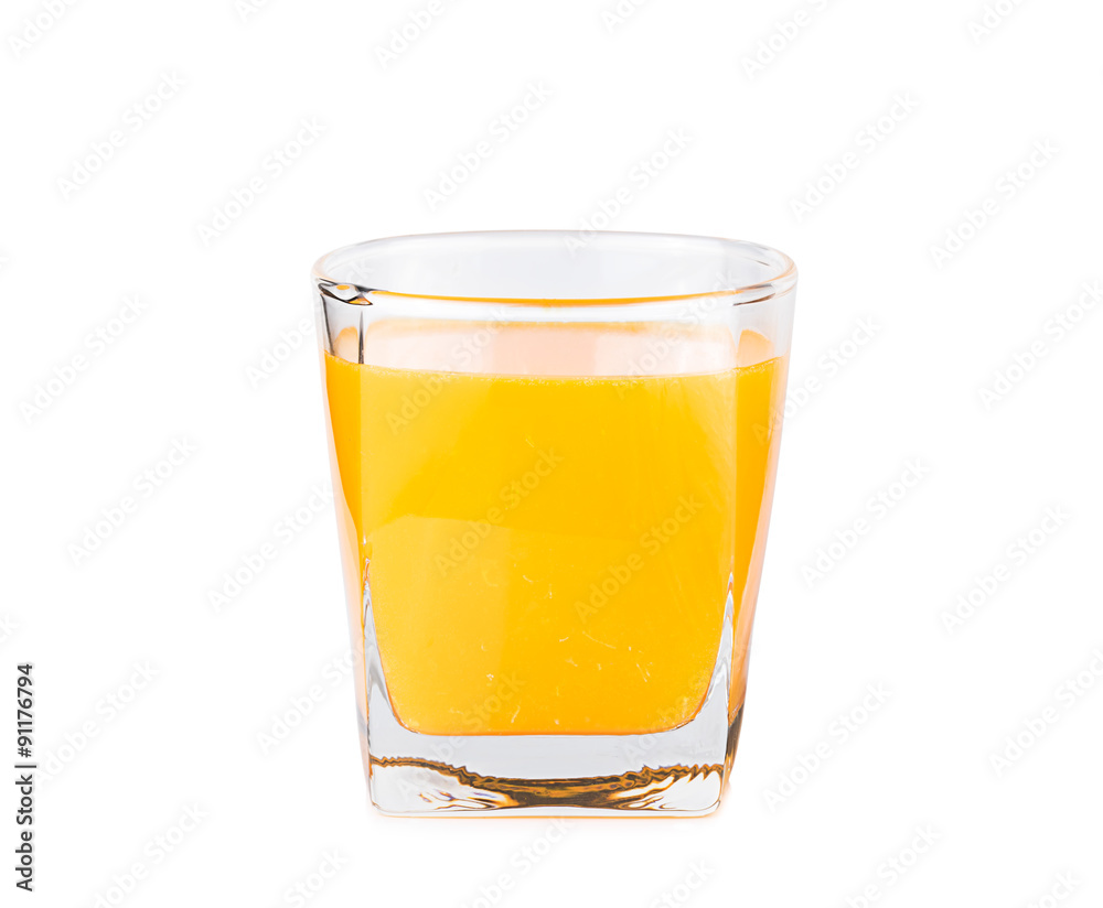 Glass of fresh orange juice on white background Glass of fresh orange juice on white background