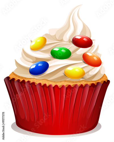 Cupcake with cream and decoration