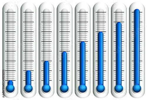 Thermometer with blue liquid