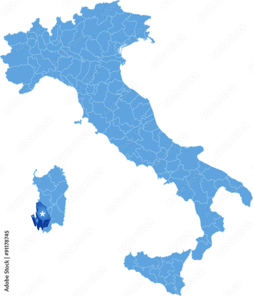 Map of Italy, Carbonia-Iglesias Map of Italy, Carbonia-Iglesias