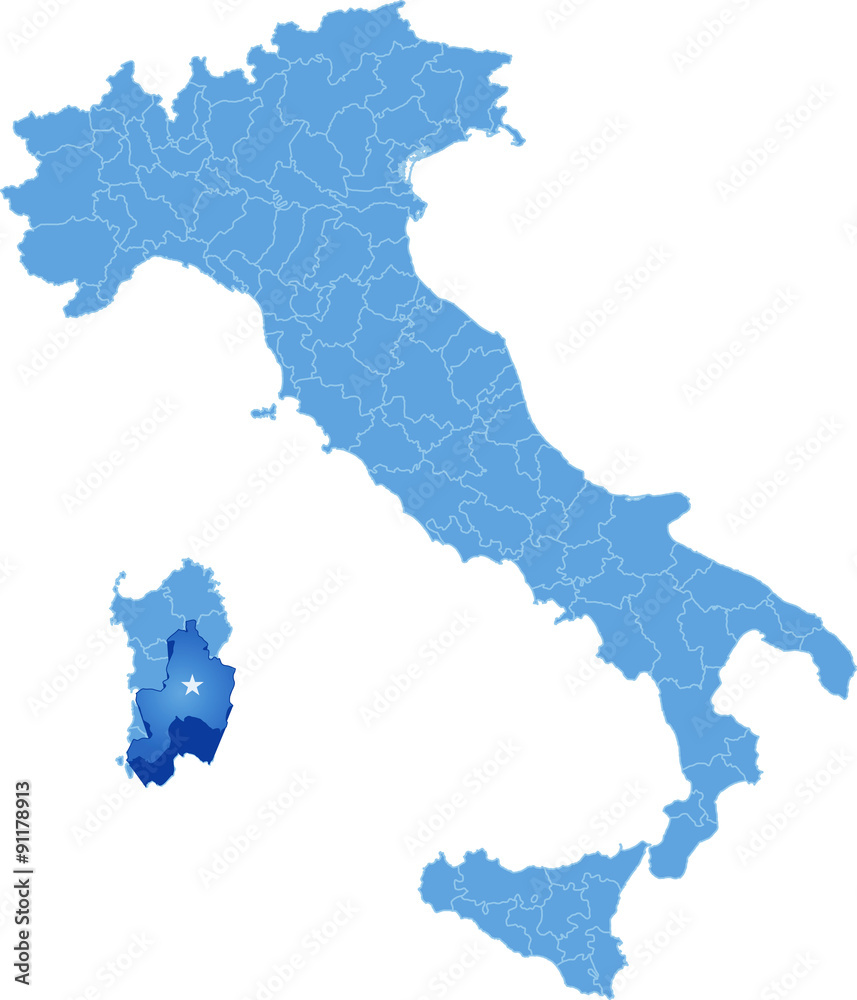 Map of Italy, Cagliari
