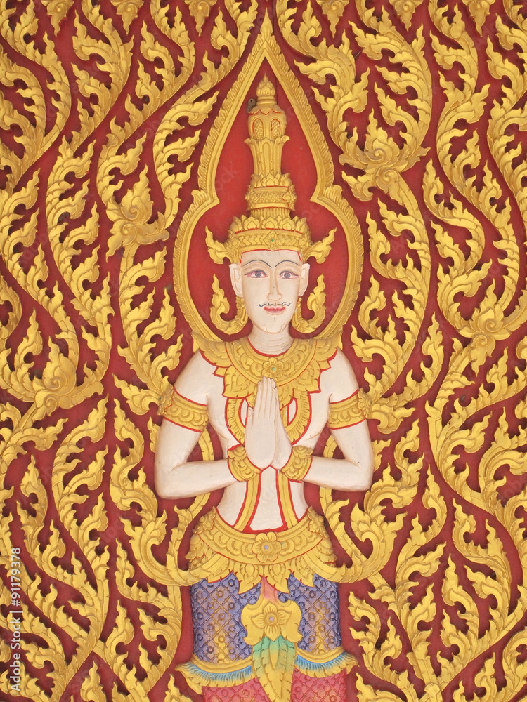 Fototapeta premium Thailand pattern on walls of buddhistic temple