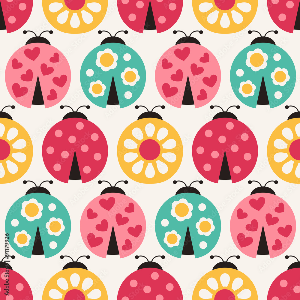 Fototapeta premium seamless ladybird cartoon pattern