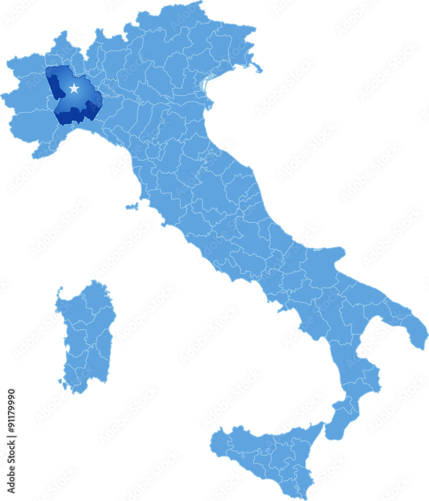 Obraz premium Map of Italy, Alessandria province