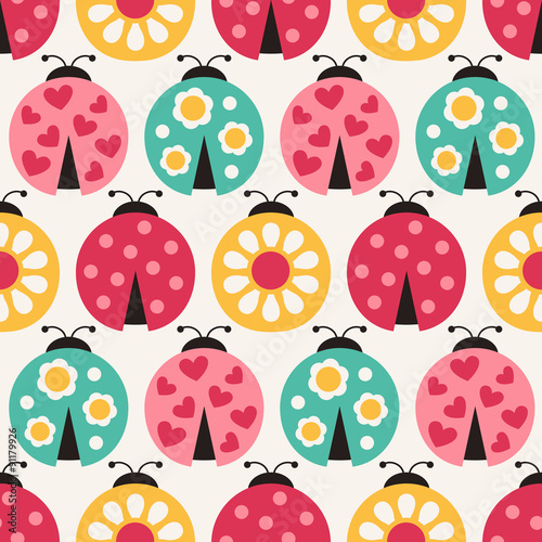 seamless ladybird cartoon pattern