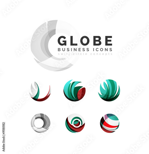 Set of globe sphere or circle logo business icons