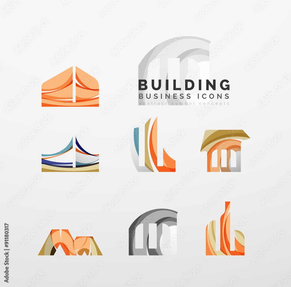 Set of real estate or building logo business icons Set of real estate or building logo business icons