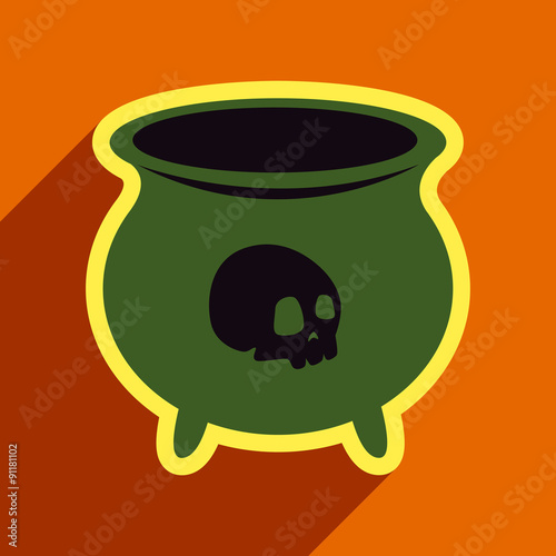 Flat with shadow icon cauldron on a bright background 