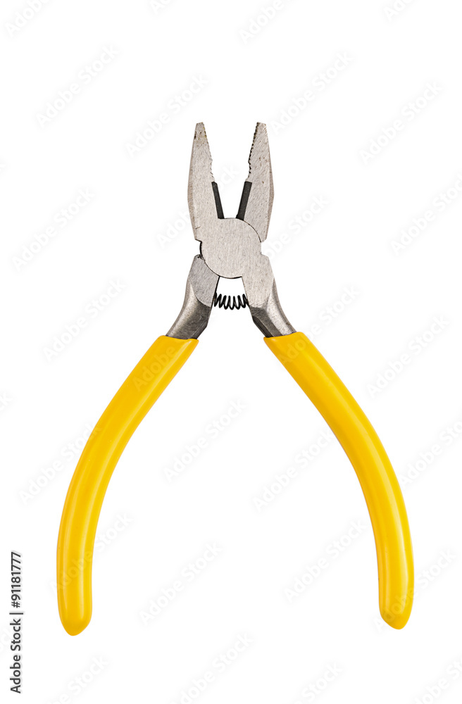 pliers yellow handle tool isolated on white background pliers yellow handle tool isolated on white background