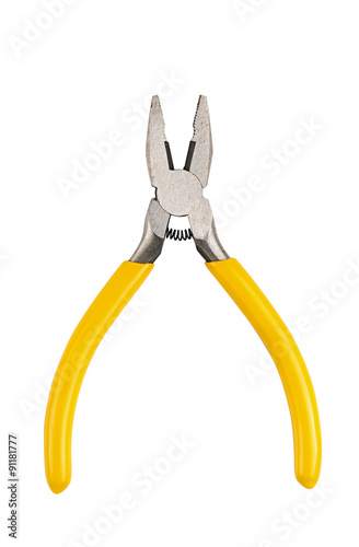 pliers yellow handle tool isolated on white background