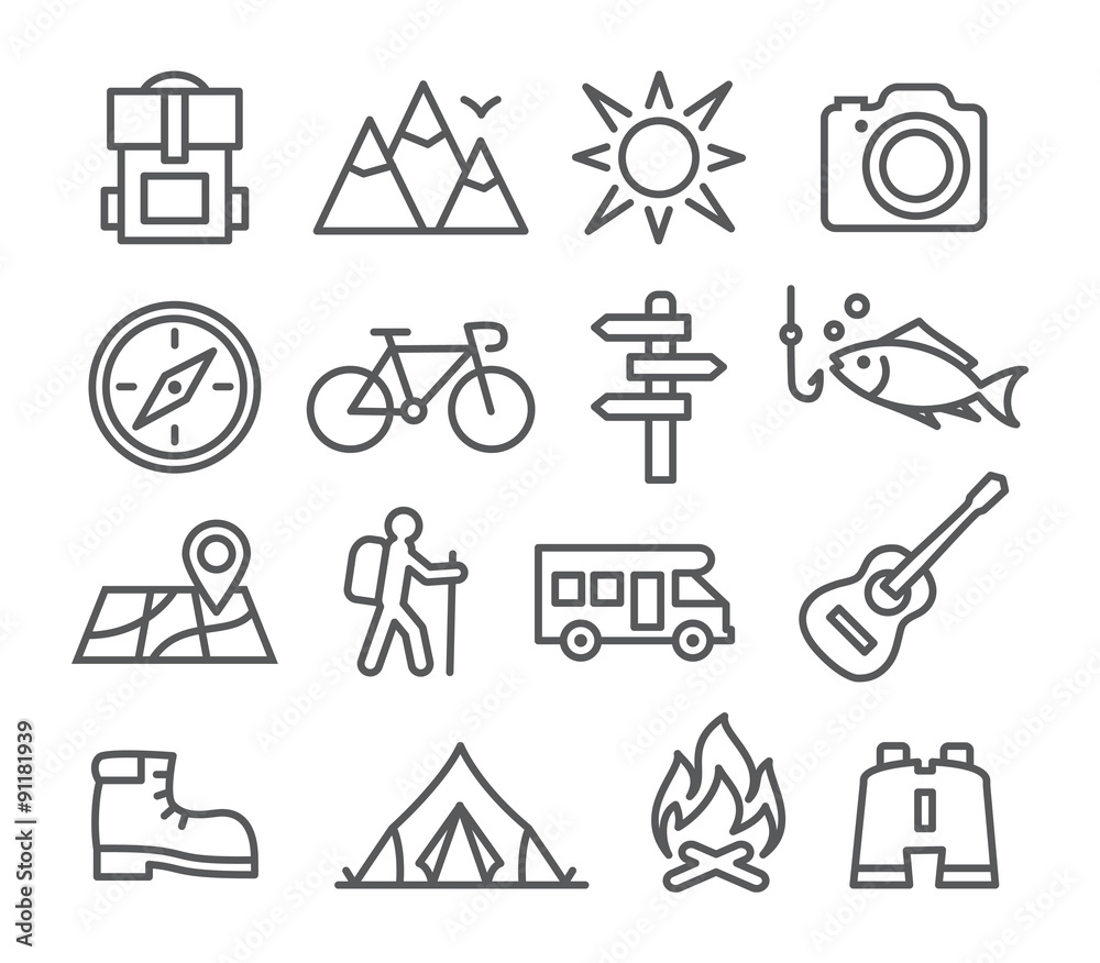 Camping line icons Camping line icons