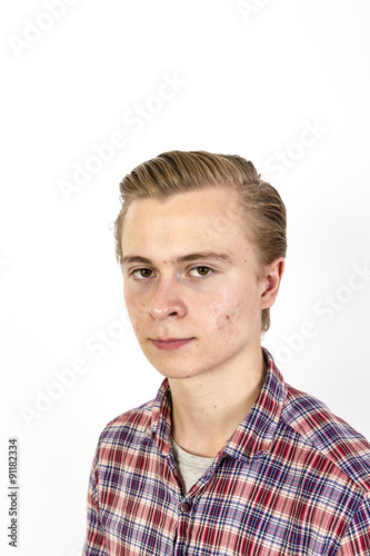  positive boy looking at camera. Isolated over white