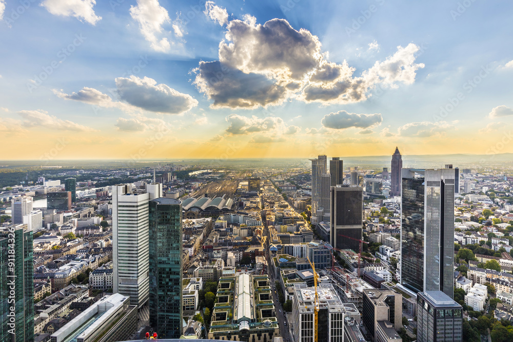 view to skyline of Frankfurt from Maintower