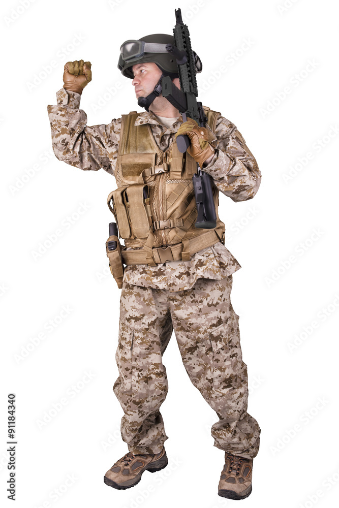 Soldier in uniform, ready to fight Soldier in uniform, ready to fight