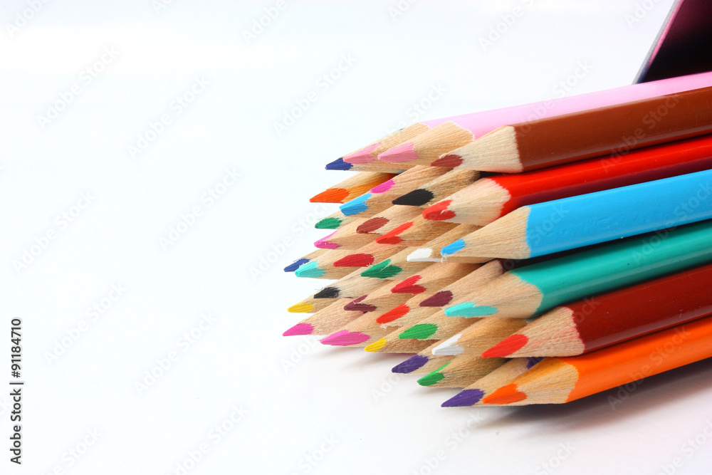 Pencil tips / Close up view of coloured pencil tips Pencil tips / Close up view of coloured pencil tips