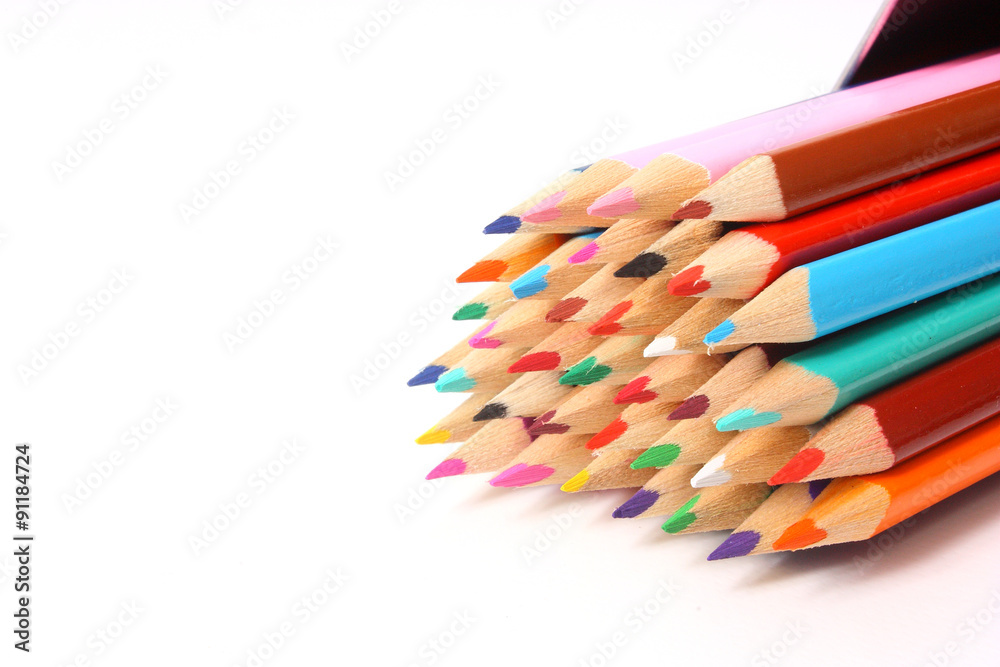 Coloured Pencil tips / Close up view of coloured pencil tips Coloured Pencil tips / Close up view of coloured pencil tips